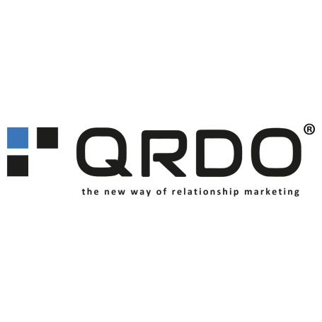Logo von QRDO mit dem Slogan „the new way of relationship marketing“.